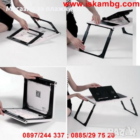 Сгъваема мултифункционална масичка за лаптоп с два охладителя и подложка за мишка, снимка 6 - Лаптоп аксесоари - 28459997