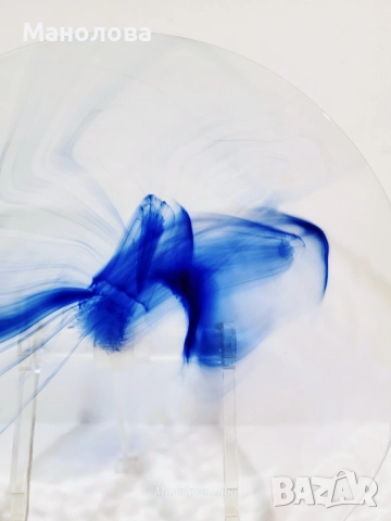 Винтидж стъклени чинии Bormioli Rocco Murano Blue Swirl, снимка 2 - Други ценни предмети - 52960399