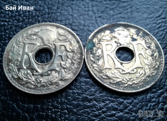 Стара монета 25 сантима 1938 г. и 1939 г. Франция - красиви !, снимка 11 - Нумизматика и бонистика - 42219984