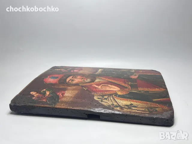 Автентична 1850г.Руска Икона Свети Николай Чудотворец, снимка 4 - Икони - 49124135