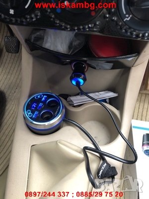 7 в 1 Волтметър, високоговорител, Bluetooth плейър, FM радио и разклонител за кола - код С1, снимка 12 - Аксесоари и консумативи - 26923725