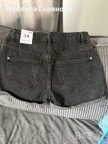 Дънкови къси панталони mom high waist размер 34, снимка 5 - Къси панталони и бермуди - 51468839