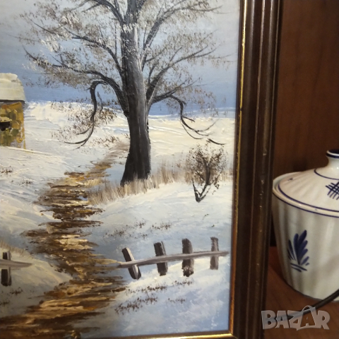  Картина зимен пейзаж дървена рамка , снимка 5 - Картини - 36532905