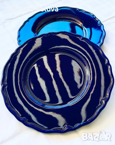 Големи стъклени кобалтови чинии- плата ESTE C.E. Италия, снимка 7 - Антикварни и старинни предмети - 51424239