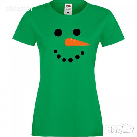 Дамска тениска Коледа snowman face, снимка 4 - Тениски - 34691050