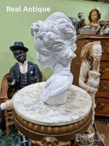 Уникат - Голям антикварен колекционерски порцеланов бюст фигура статуетка , снимка 7 - Антикварни и старинни предмети - 49485693