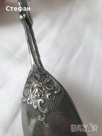 Посебрена щипка, снимка 3 - Антикварни и старинни предмети - 52038528