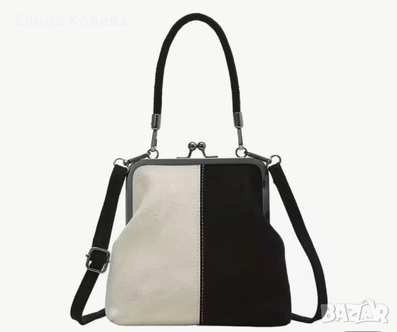 Нова малка дамска чанта в черно и бяло