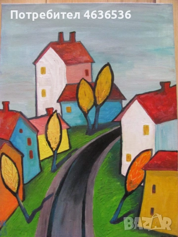 Картина масло, картон, подпис 40х30см., снимка 6 - Картини - 53442934