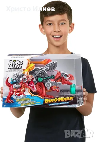 Динозавър Тирекс Трекс с бойно оръжие движения и звуци 30см Zuru Robo Alive Джурасик свят, снимка 3 - Фигурки - 47586177