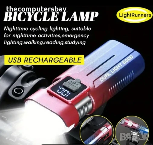 Алуминиев мощен велосипеден прожектор фар с двоен LED, светлини, снимка 6 - Велосипеди - 51374083