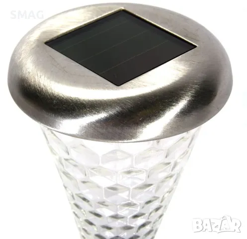 Слънчев фенер соларна лампа стъкло редуващи се цветове 27 см S_1152645, снимка 3 - Соларни лампи - 49904891