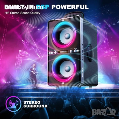 Голям Bluetooth високоговорител ODIOMX, тонколона с пикова мощност 200 W, снимка 8 - Bluetooth тонколони - 53121597