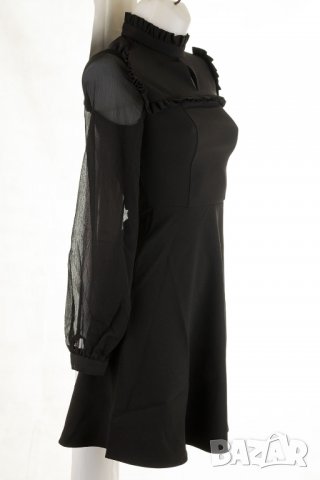 Черна рокля с ефирни ръкави марка Jimmy Sanders - XS, снимка 3 - Рокли - 27248528