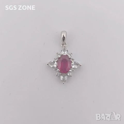 СРЕБЪРЕН МЕДАЛЬОН СЪС САПФИРИ, РУБИНИ, ИЗУМРУДИ , снимка 3 - Колиета, медальони, синджири - 51091309