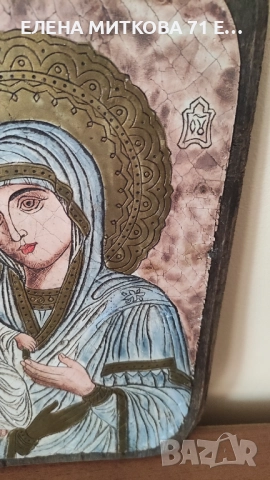 Стара дървена икона Св.Богородица и Младенеца, снимка 4 - Икони - 51646903