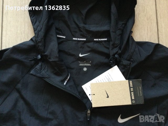 НОВА оригинална черна ветровка яке суичър NIKE размер L от САЩ, снимка 6 - Спортни дрехи, екипи - 43654536