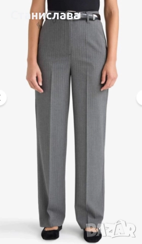 Елегантен нов дамски панталон в сиво с райе, снимка 4 - Панталони - 52747090