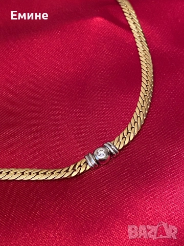 Колие със гривна 14к злато със диаманти, снимка 5 - Колиета, медальони, синджири - 52956367