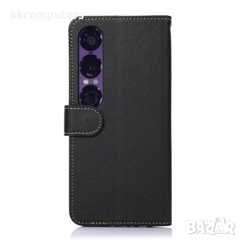 KHAZNEH Калъф Портфейл за Sony Xperia 1 VII с RFID защита, Протектор и Вграден Стaнд - Черен, Червен, снимка 9 - Калъфи, кейсове - 52221889