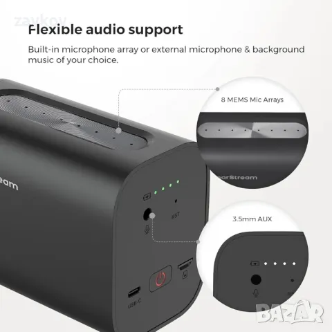 Камера за безжично поточно предаване NearStream VM33, 2K StreamCam, снимка 3 - Камери - 49185681