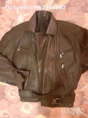 Масленозелено дамско кожено яке, снимка 2 - Якета - 33590070