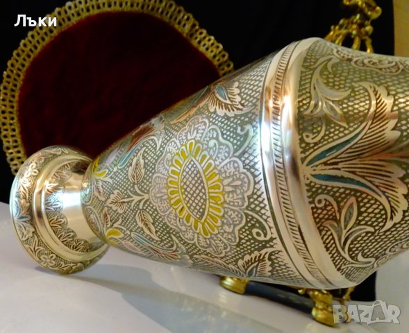 Бронзова ваза 36 см.,клетъчен емайл. , снимка 15 - Вази - 37654544