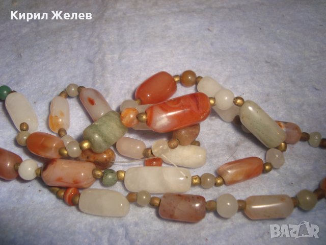СТАРО СКЪПОЦЕННО КОЛИЕ ОГЪРЛИЦА - МЛЕЧЕН КВАРЦ КАРНЕОЛ НЕФРИТ АХАТ РЪЧНА ИЗРАБОТКА 27946, снимка 9 - Антикварни и старинни предмети - 37096740
