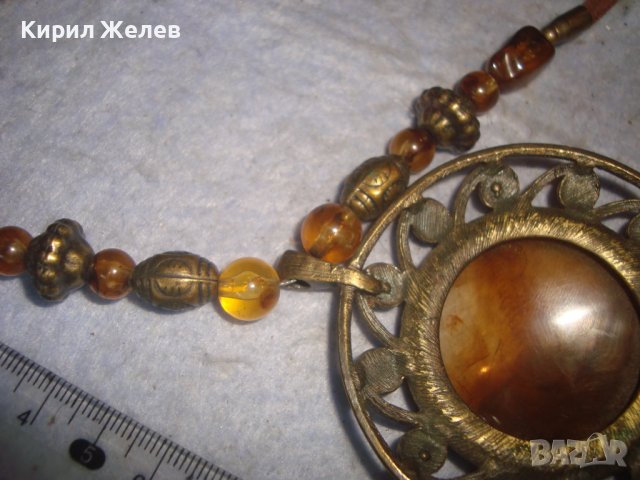 СТИЛНО ЕФЕКТНО ВИНТИДЖ КОЛИЕ МЕСИНГ и КАТАЛИН / ТОПЕН КЕХЛИБАР ХЕНД МЕЙД БИЖУ 27866, снимка 9 - Колиета, медальони, синджири - 37128448