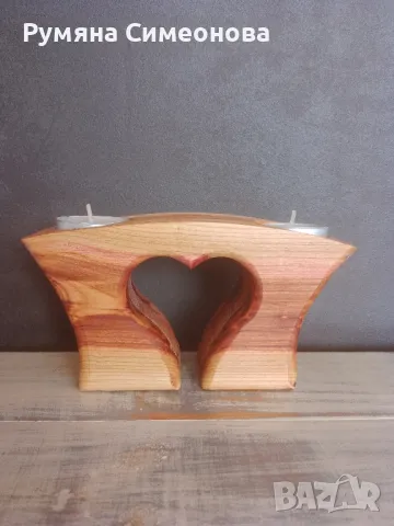 Дървен свещник , снимка 4 - Декорация за дома - 48753940