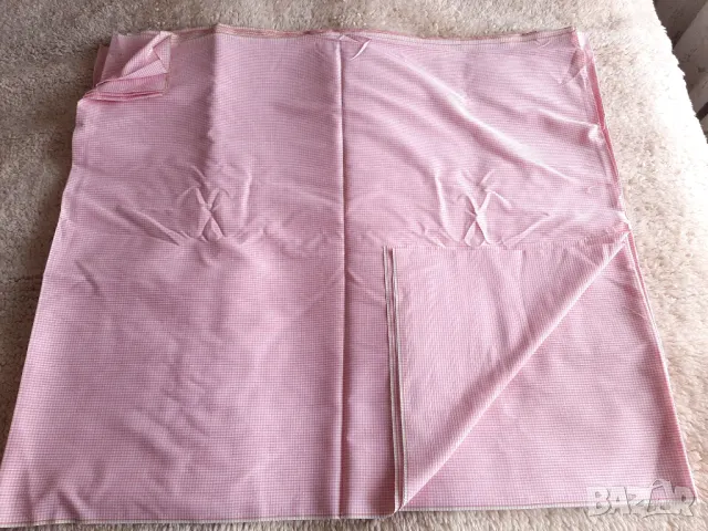 Плат Розово каре, от комбинат „Васил Коларов“ – Габрово, 80-те години, снимка 2 - Други - 48691144