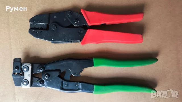 Клещи за кримпване (кербоване) на кабелни обувки и два кабела с гилза, снимка 2 - Клещи - 46406991