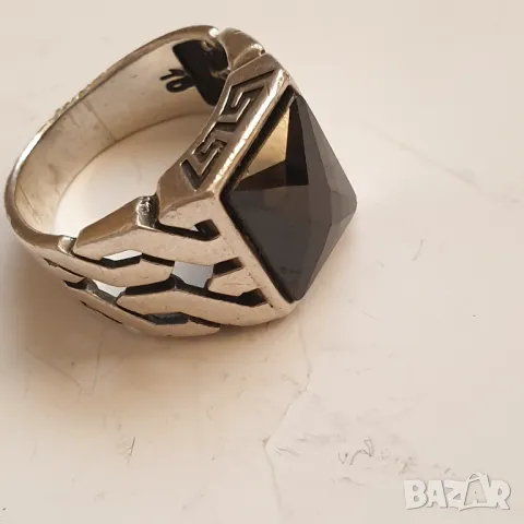 Мъжки сребърен пръстен с оникс, снимка 6 - Пръстени - 49239184