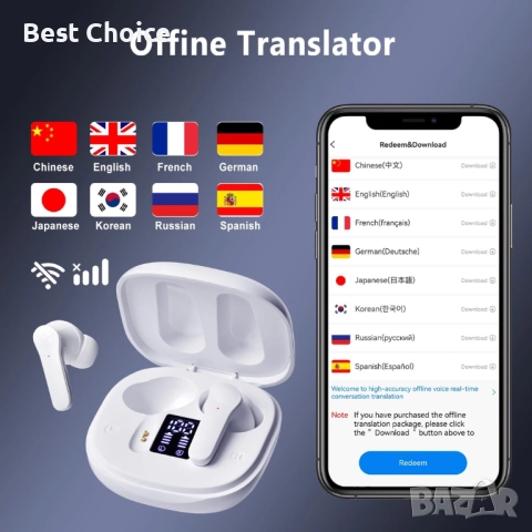 Слушалки преводач / слушалки с функция за превод, снимка 7 - Безжични слушалки - 52588448