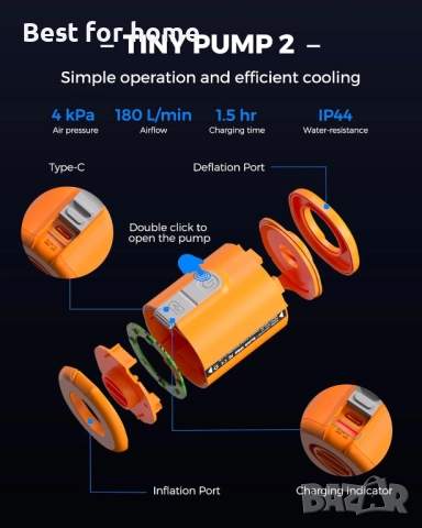 FLEXTAILGEAR  Преносима електрическа въздушна помпа с 5 дюзи, снимка 3 - Друга електроника - 51867166