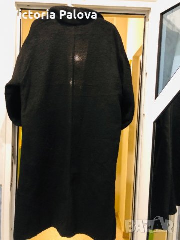 Дълго модерно черно палто-халат, снимка 6 - Палта, манта - 27163042
