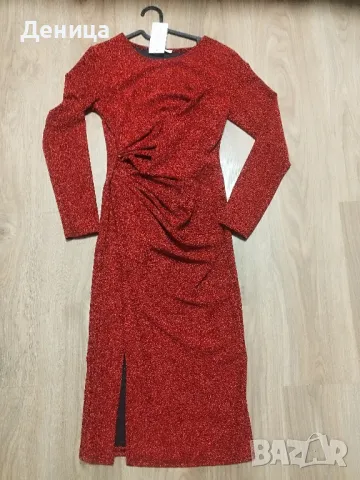 Червена рокля с цепка внос Италия Универсален размер до 110 гръдна 