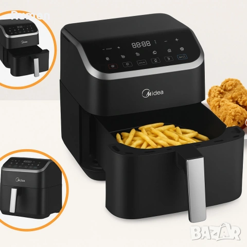 Midea Air Fryer MAD55000ADK - 5L въздушен фритюрник за здравословно и бързо готвене, снимка 4 - Фритюрници - 53433520