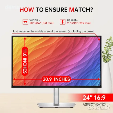 ZOEGAA Магнитен екран за поверителност 24 инча за монитор, двустранен, съотношение на страните 16:9, снимка 2 - Монитори - 50285014