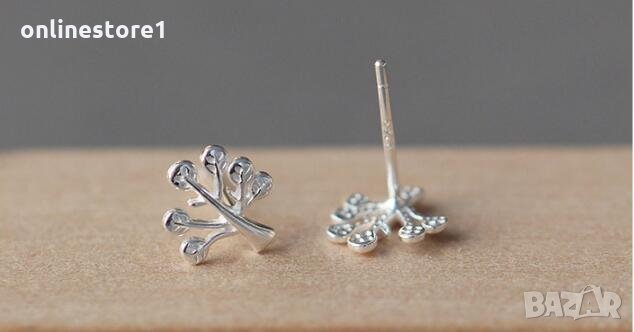 Сребърни Обеци Клонове на живота - 925 печат сребро BA214, снимка 5 - Обеци - 28147641