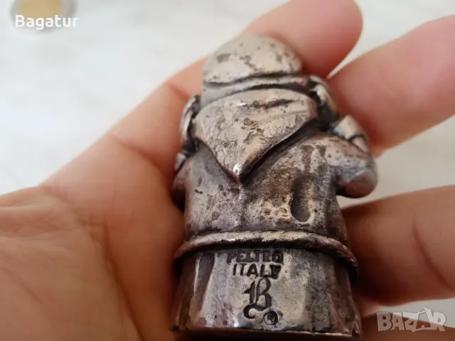 Фигура,маркирана,Италия,монах пеещ,винтидж,Italy, Pewter, снимка 4 - Антикварни и старинни предмети - 48489728