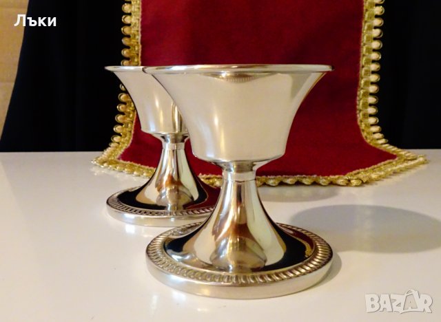 Посребрен бокал,масивен 8 см. , снимка 7 - Антикварни и старинни предмети - 33148030