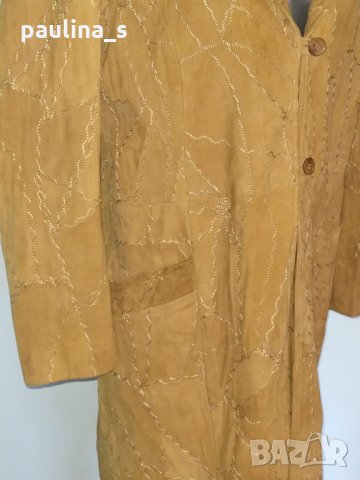 Уникaлно дамско манто от естествен велур "One Two"plus size / голям размер , снимка 4 - Палта, манта - 16010681