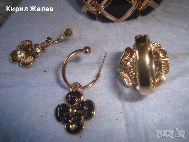 ПРЕКРАСЕН КОМПЛЕКТ ПОЗЛАТЕНИ ЕМАЙЛИРАНИ ФЕШЪН АРТ БИЖУТА - ПРЪСТЕН ГРИВА и ОБЕЦИ 27999, снимка 10 - Бижутерийни комплекти - 37076010