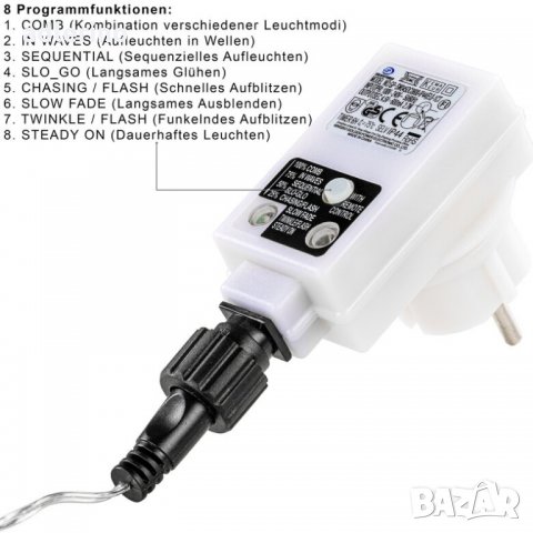 Коледна декорация 12 Звезди LED светлинна завеса, батерия, дистанционно, студено бяло, снимка 4 - Лед осветление - 34315021