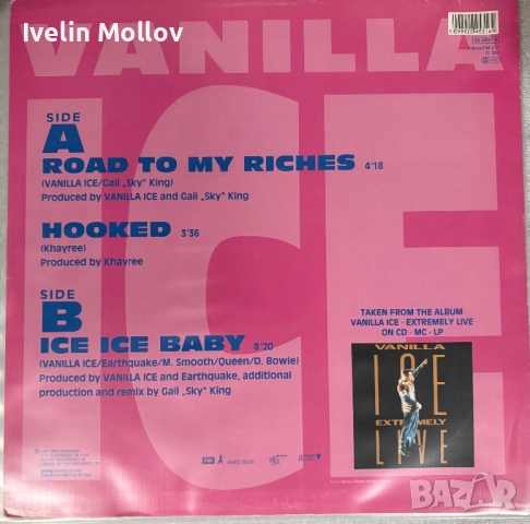 Vanilla Ice - Road to Riches/Ice Ice Baby 12” Maxi single, снимка 2 - Грамофонни плочи - 52065257