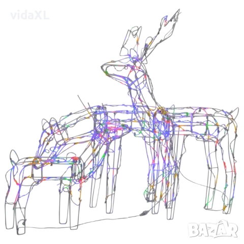 vidaXL Коледна украса, 3 светещи елена, 229 LED лампички(SKU:328542)