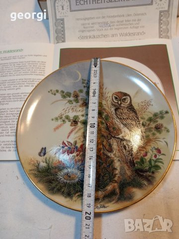 Декоративна порцеланова чиния сова, снимка 4 - Колекции - 38268532