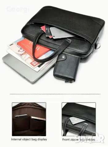 Мъжка елегантна и стилна чанта за лаптоп 15”, Премиум естествена кожа!, снимка 10 - Чанти - 49279186