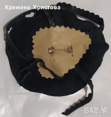 Брошка от естествена кожа -Цвете, снимка 2 - Други - 43573387